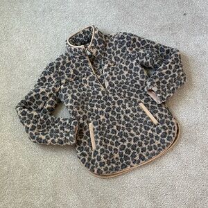 Abercrombie & Fitch Womens Fleece Leopard Print 1/4 Zip Pullover Jacket Size S